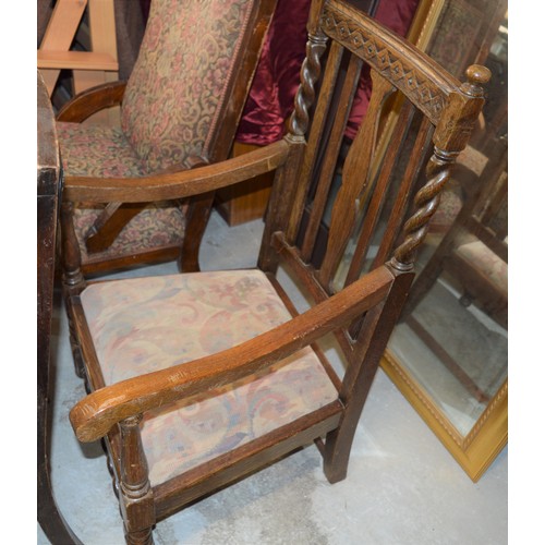 50 - Oak Carver Chair having Upholstered Seat