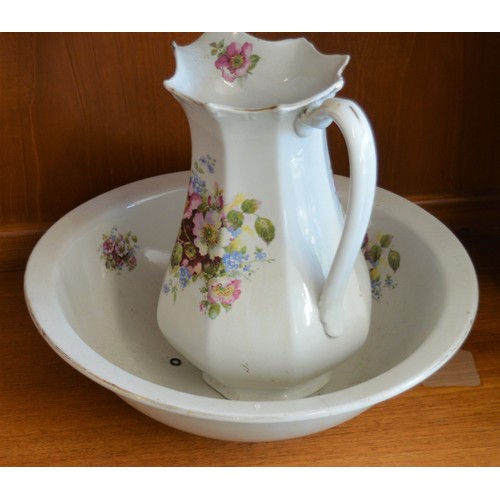 255 - Floral Pattern Wash Jug and Bowl