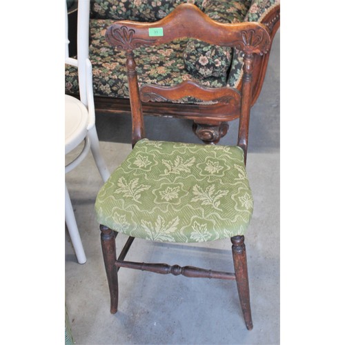 185 - Dining Chair having Seat Upholstered in Green Fabric