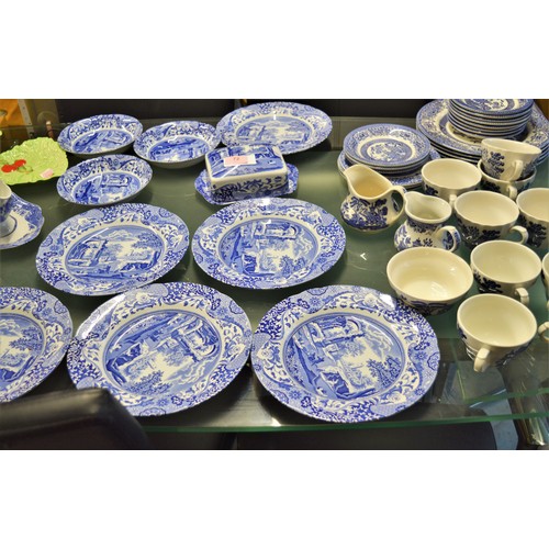 72 - Thirteen Pieces of Spode Dinner Ware Plus Assorted Blue and White Ware