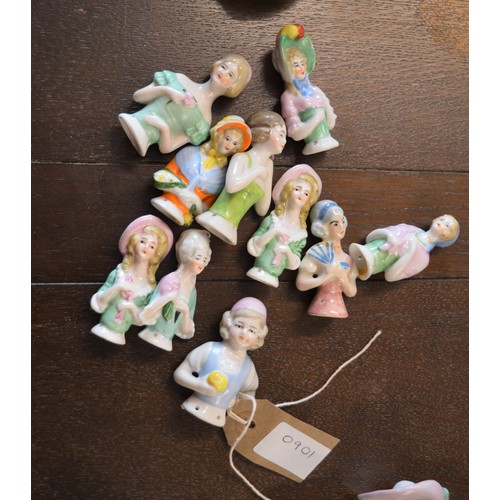 29 - Collection of Ten Porcelain Half Dolls Modelled as Ladies (approx 2.5