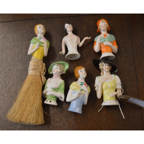 7 - Collection of Five Porcelain Half Dolls Modelled as Ladies (including One Naked Lady with Black Hair... 