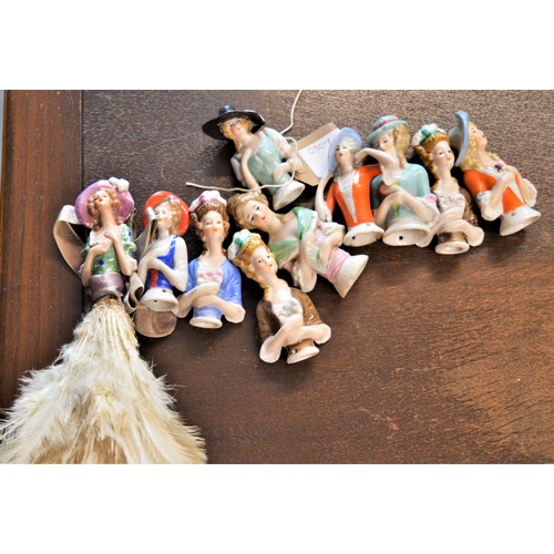 51 - Collection of Nine Porcelain Half Dolls Modelled as Ladies (approx 3