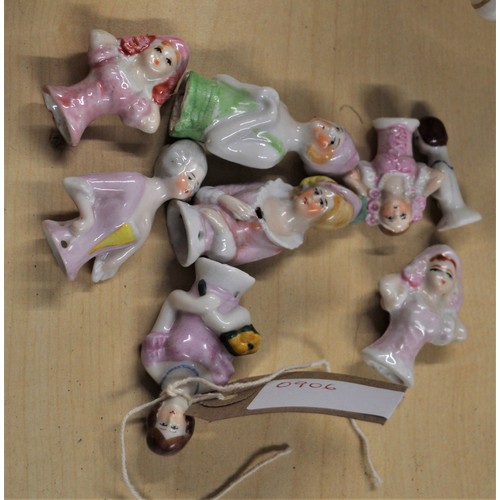 49 - Collection of Eight Porcelain Half Dolls Modelled as Ladies (between 1