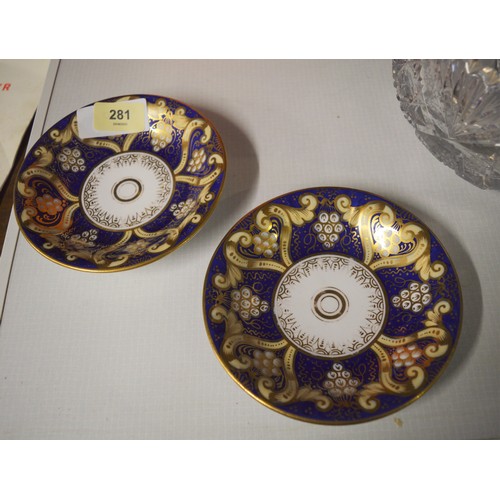 14 - Two W Adams Pottery Cobalt Blue and Gold Saucers. Pattern Number 6067