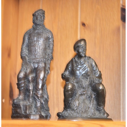 20 - Two Resin (Bronzed Effect) Figurines of a Sheep Shearer and a Fisherman