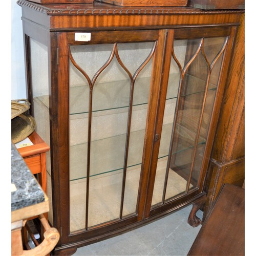 36 - Bow Fronted Mahogany Glazed Display Cabinet with rope-edge top trim-all on Ball & Claw Feet