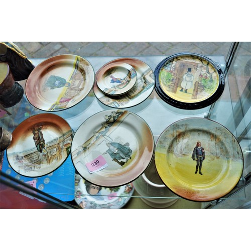 44 - Selection of Doulton-Ware Plates featuring Hamlet, Mr Micawber, Fagin, Sairey Gamp, etc