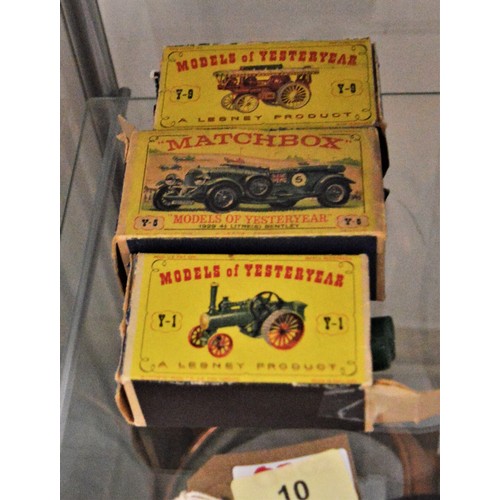 81 - Three Early Matchbox Model of Yesteryear Cars Models Y1. Y5 and Y9 (all vgc -boxes distressed)