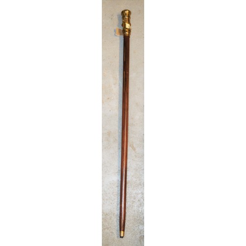 173 - Replica Nautical Telescope Walking Stick with Wooden Shaft and Brass Fitments