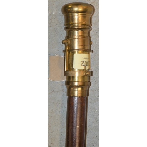 173 - Replica Nautical Telescope Walking Stick with Wooden Shaft and Brass Fitments