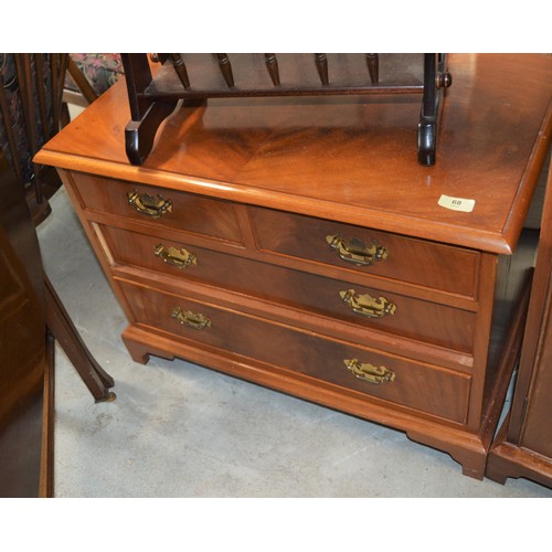 179 - Mahogany Low-Set Chest having Two Narrow over Two Wide Drawers, with Brass Drop Handles and on Brack... 