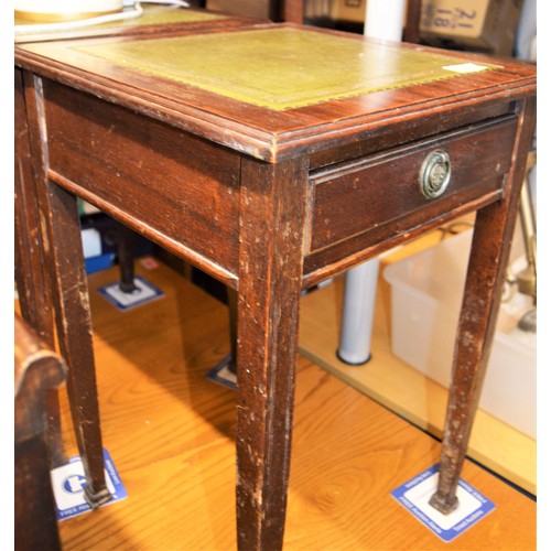 182 - A Pair of Mahogany Bedside Tables having Drawers and Green Leather Inlayed Tops