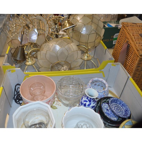 203 - Box of Assorted Light Fittings plus Assorted Plant Pots wc.