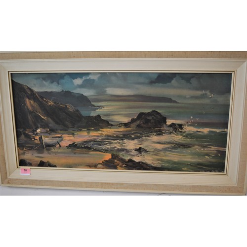 222 - Framed Print of a Beach Scene by William Betts - Moonlight Sonata 36