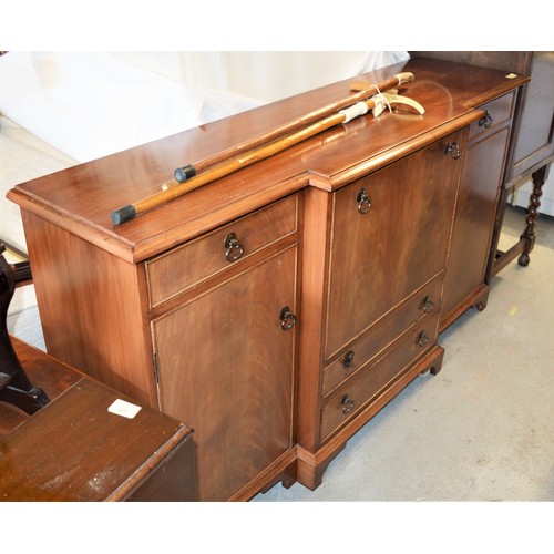 235 - Mahogany Drinks Breakfront Cabinet/Dresser having Central Fall-Front Section over Two Drawers, Flank... 