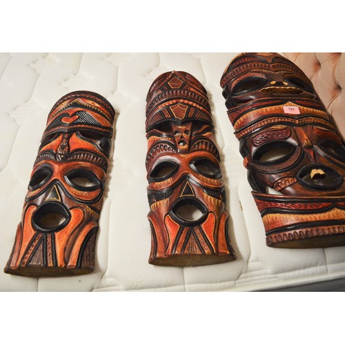 268 - Three Large South African Masks. Largest is 25