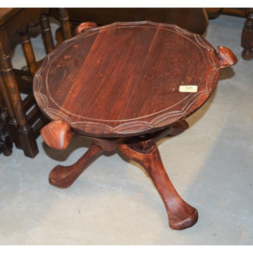 225 - African Hardwood Wooden Topped Benares Style Table