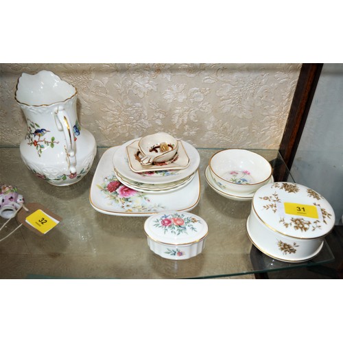 31 - Assorted Ceramic and Decorative Items including Masons, Aynsley, Crown Staffordshire, Wedgwood, etc