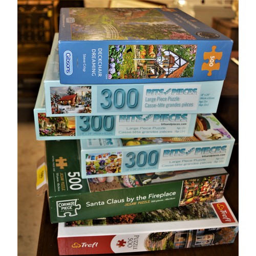 180 - A Selection of Six Jigsaws comprising 300 and 500 piece Puzzles (Scenic and Christmas Themed)