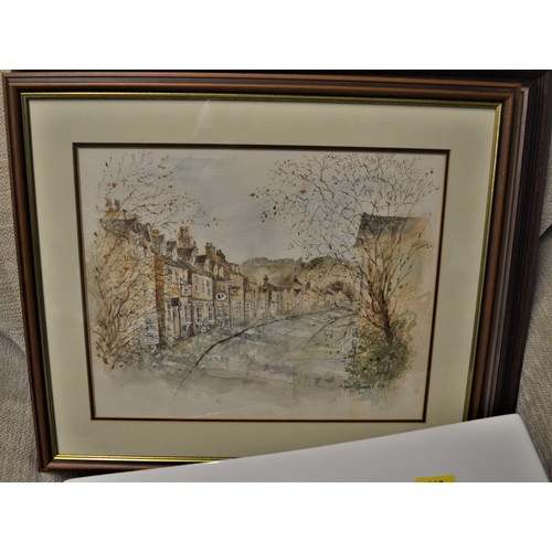 211 - Framed and Glazed Watercolour of a Street Scene by Kevin Farrow (1990)