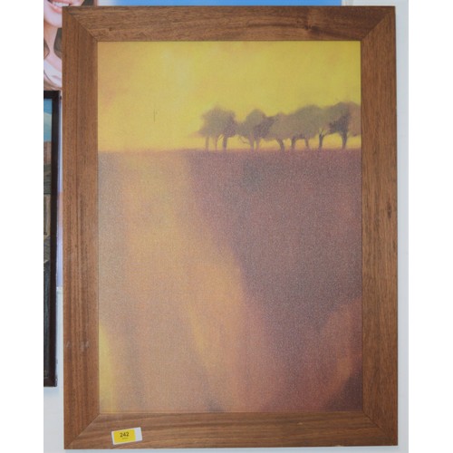 242 - Darkwood Framed Artwork of a Woodland Glade at Sunrise