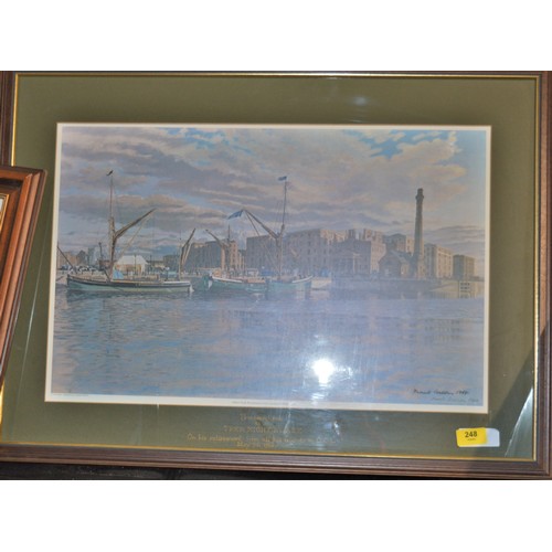 248 - Framed and Glazed Print of Liverpool's Albert Dock Warehouses from Canning Halftide Dock (Signed by ... 