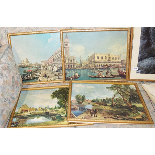 141 - Two Framed Canaletto Prints of Venice and Two  Framed Constable Prints