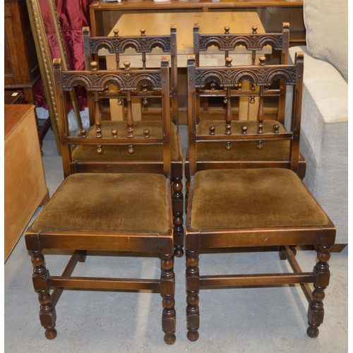 153 - Set of Four Ercol Dark Elm Dining Chairs (Old Colonial Range) having Drop-In Seats