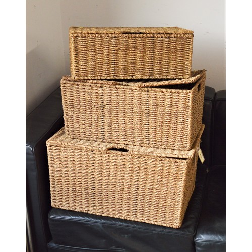169 - Graduated Trio of Twine Boxes/Baskets (Largest is 18