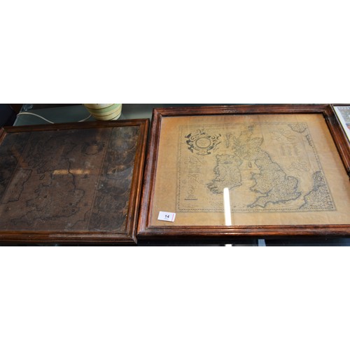 14 - Three Framed Maps: 1 x Lancashire, 1 x Anglo Saxon Britannia, 1 x England, Scotland and Ireland
