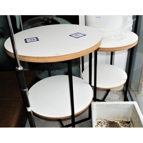 192 - Two Clean Modern Two-Tier Kitchen/Bar Tables having Coated Plywood Tops and Steel Construction Bases... 