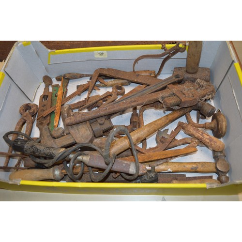 283 - A Quantity of Antique Woodworking Tools and Saws (in a Clear Plastic Box) including Three Wood Plane... 