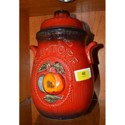 82 - West German Rumtopf Lidded Jar in Red - No. 801-28