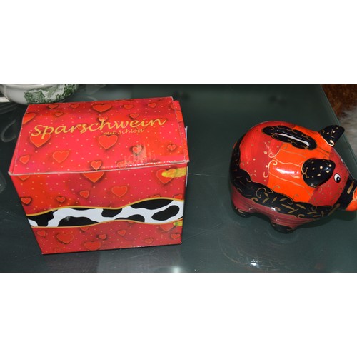 104 - Boxed Hand-Painted Sparschwein Piggy Bank