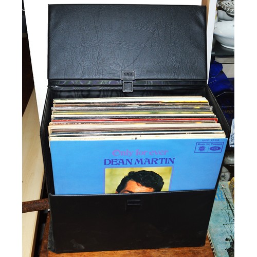 124 - Carry Case of Vinyl LPs:  Dean Martin, Tom Jones, Barbra Streisand and Johnny Mathis - approx 44 Rec... 