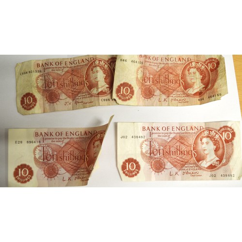 147 - Four Bank of England Circulated 10/- Notes: Three Cashier O'Brien and one Cashier J S Fforde