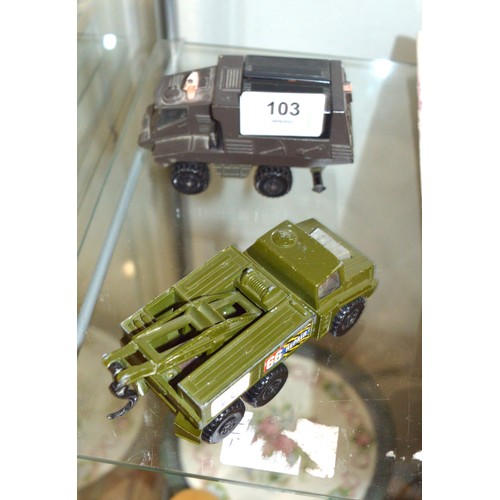 103 - Two Army Diecast Vehicles