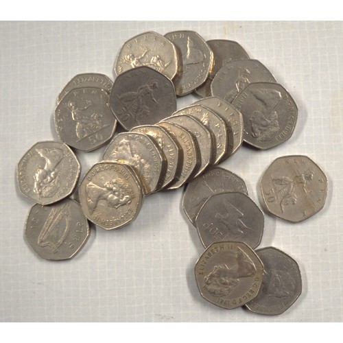 140 - Twenty-Two Old Style 50 Pence Coins