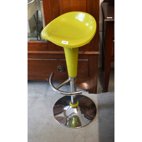 20 - Kitchen Bar Stool having Chrome Frame and Apple Green Seat, with Foot Rest