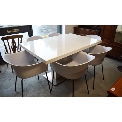 30 - White Glaze Extending Dining Table and Four Chairs