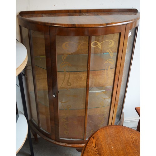 32 - Bow-Fronted Glazed Display Cabinet on short Cabriole Legs