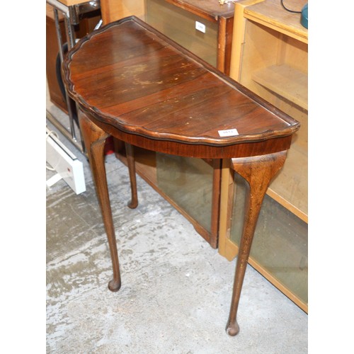 60 - Mahogany Demi-Lune Table having Pie Crust Top and Cabriole Legs