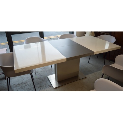 30 - White Glaze Extending Dining Table and Four Chairs