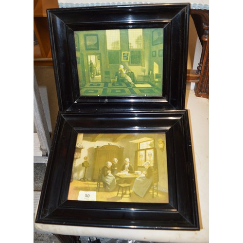 50 - Two Framed and Glazed Dutch School Artworks - Dimensions Approx 10.5