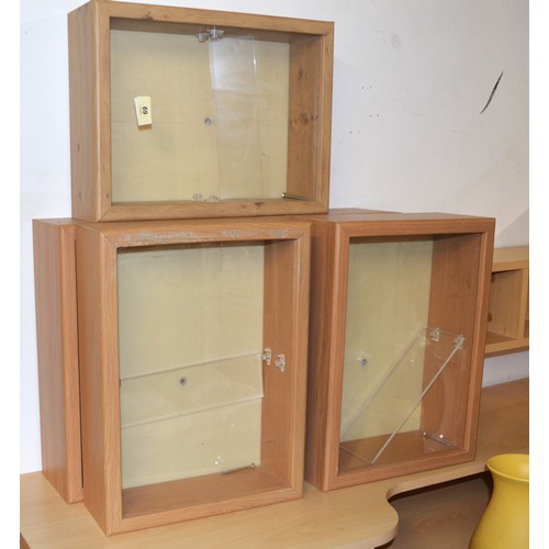 69 - Set of Five Wooden, Wall-Mountable Display Boxes having Perspex Sliding Openers and Single Shelf (Id... 