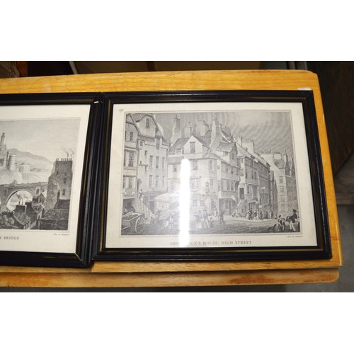 81 - Four Framed and Glazed Prints of Old Edinburgh, Plus an Unframed Print of Pont-Y-Cyssyllte Aqueduct