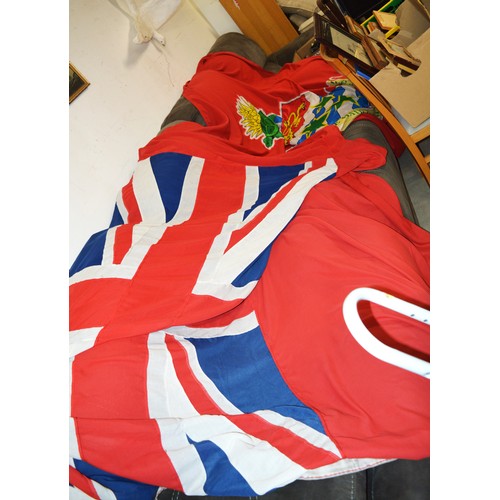 70 - Large British Maritime Flag (Red Duster) Cayman Islands Coat of Arms
approx. 8' x 5'