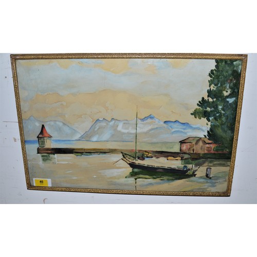 47 - Framed and Glazed Watercolour of a Coastal Scene