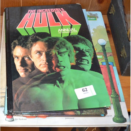 141 - Assorted Television Series' Annuals:  Sesame Street, Knight Rider, The Incredible Hulk, Trap Door